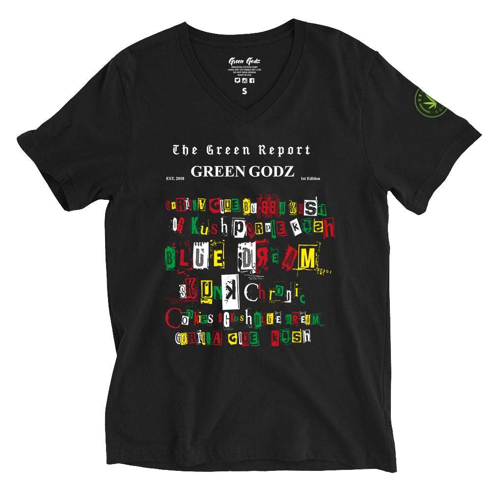 Women's Green Report Black V Neck